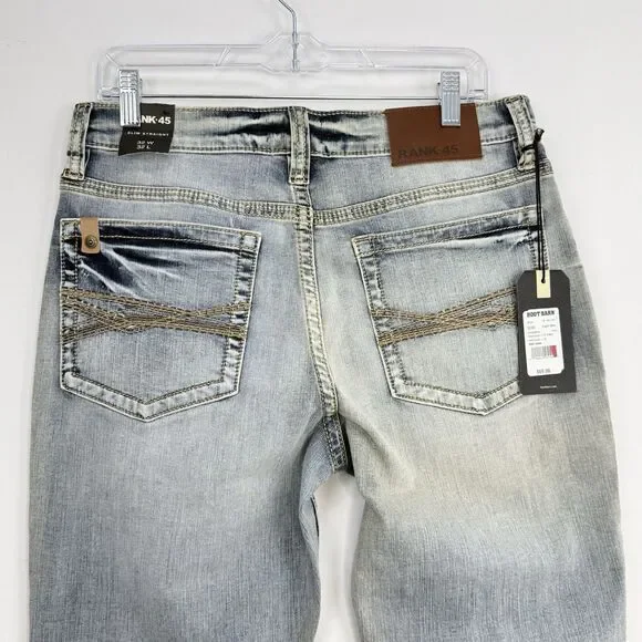RANK 458 MEN'S RINGO SLIM STRAIGHT 32x32 PERFORMANCE STRETCH DENIM JEANS NWT - Picture 11 of 16